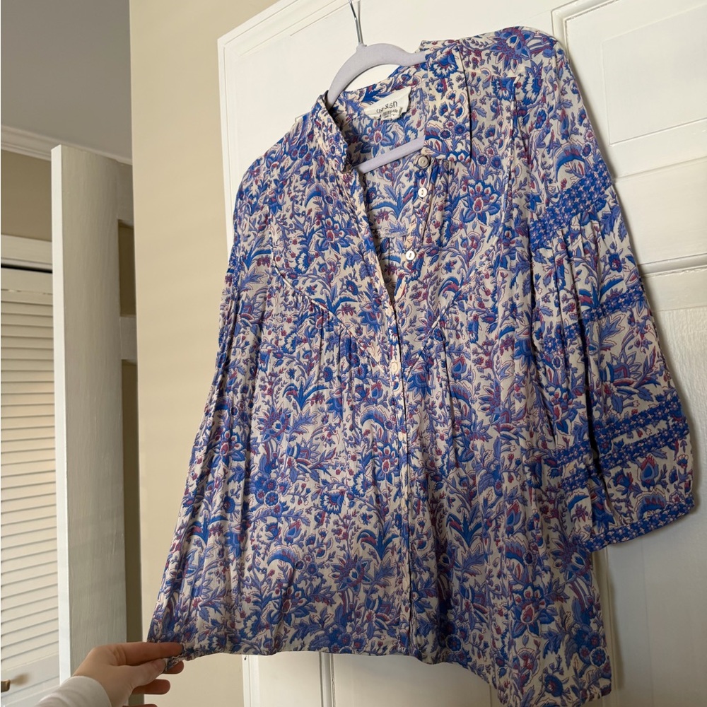 ba&sh Blue Floral Blouse